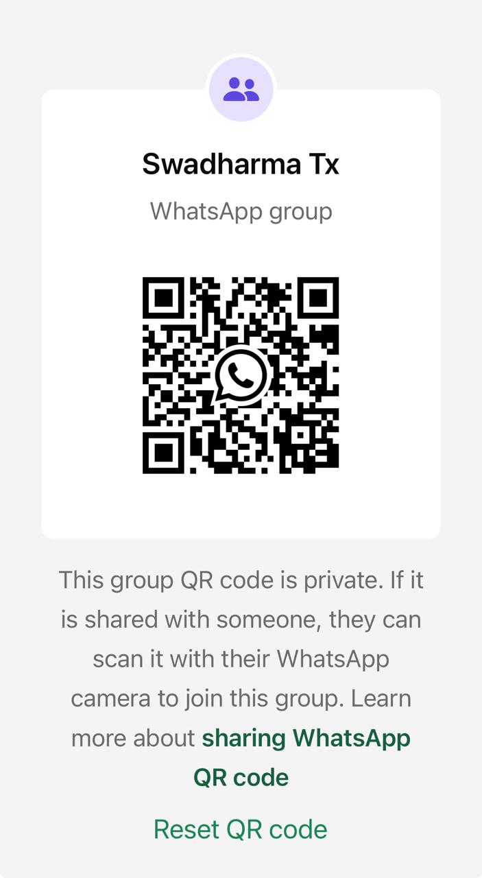 Swadharma Tx WhatsApp Group QR Code